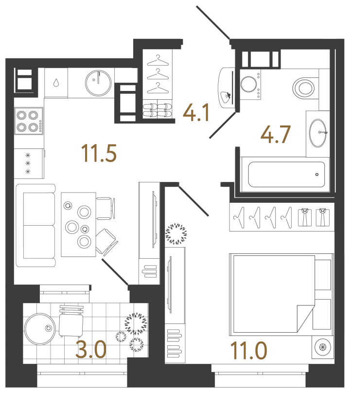 1-комнатная 31.3 м², 3 этаж, 10 990 000 руб.