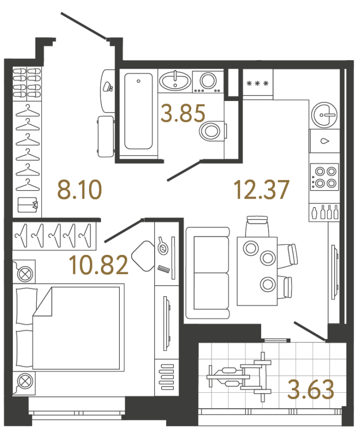 1-комнатная 35.14 м², 3 этаж, 8 652 332 руб.