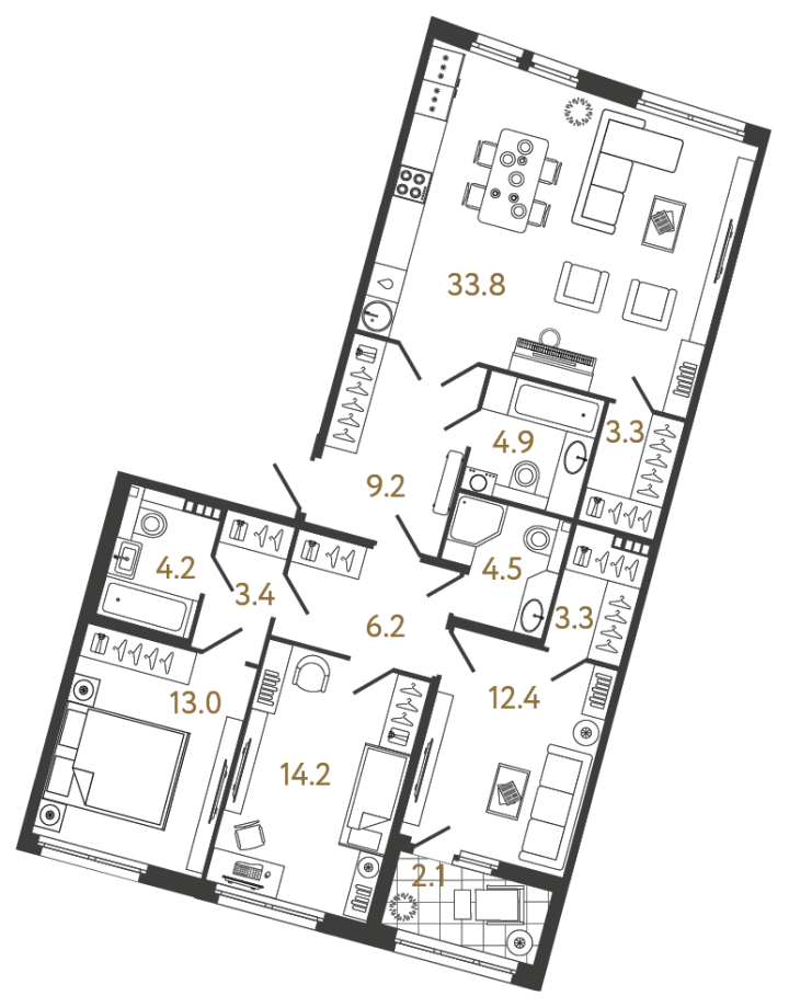 3-комнатная 112.4 м², 5 этаж, 56 255 013 руб.