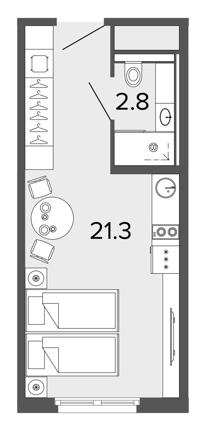 Студия 23.7 м², 8 этаж, 8 100 000 руб.