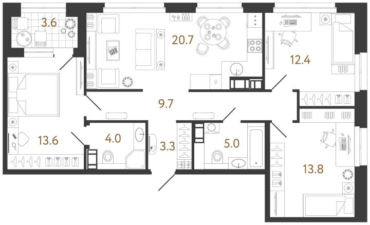 3-комнатная 82.5 м², 3 этаж, 24 312 123 руб.