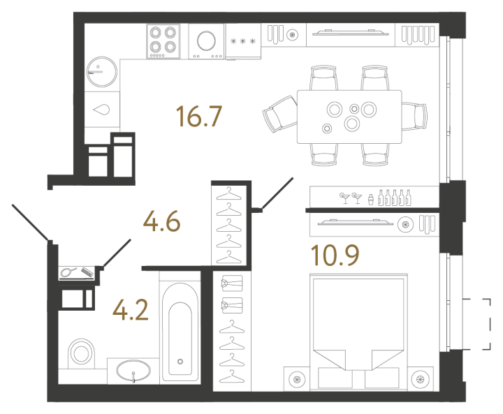 1-комнатная 36.4 м², 3 этаж, 9 521 661 руб.