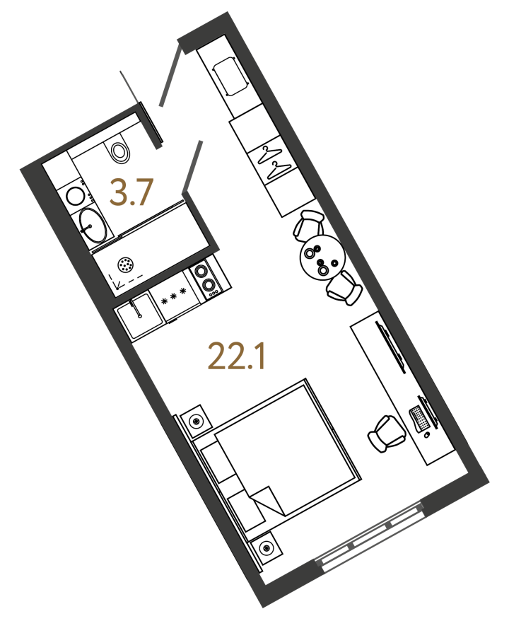 Студия 25.8 м², 4 этаж, 9 700 000 руб.