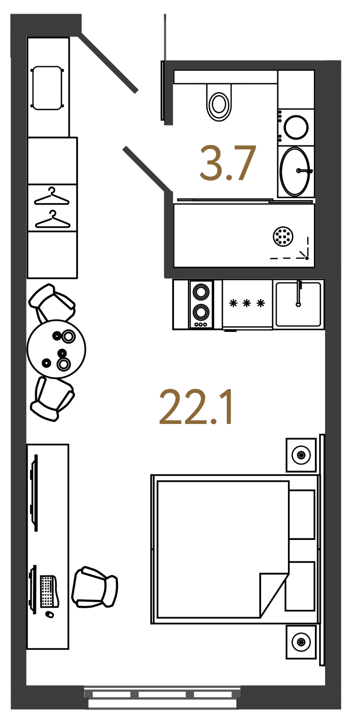Студия 25.8 м², 15 этаж, 8 850 000 руб.