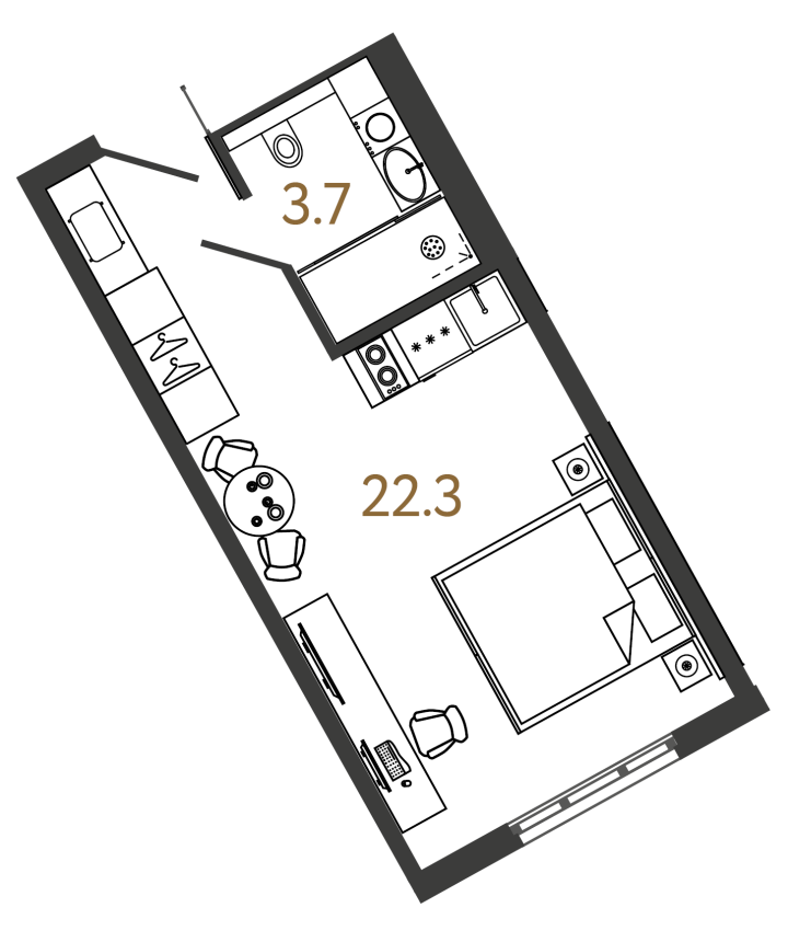 Студия 26 м², 15 этаж, 9 750 000 руб.