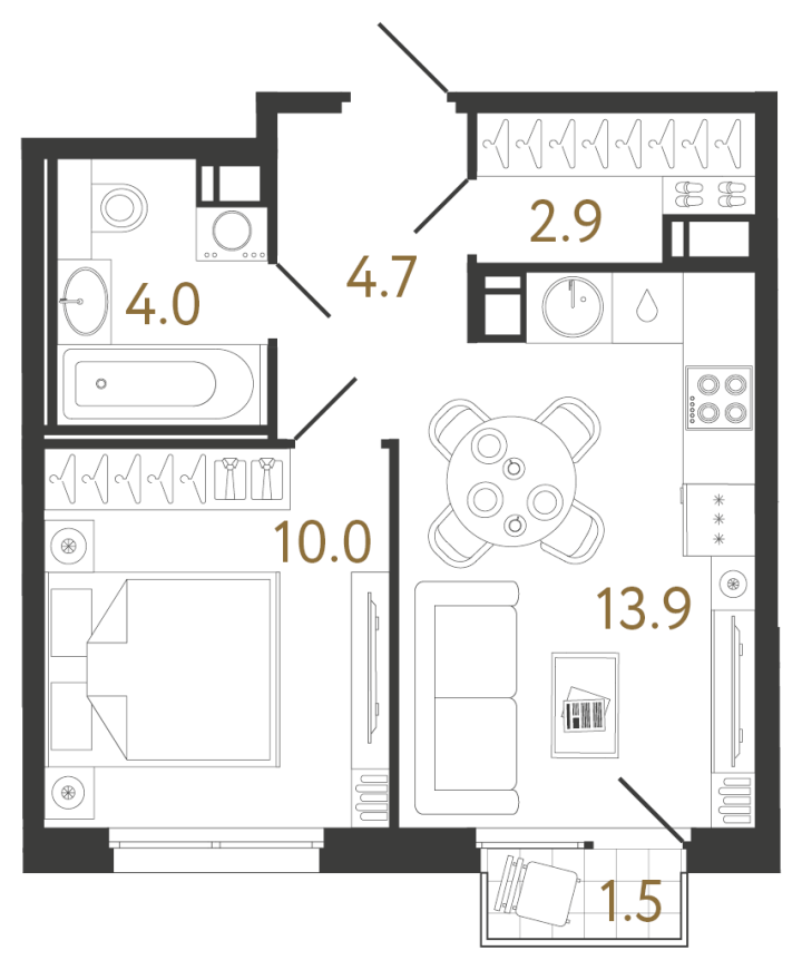 1-комнатная 35.5 м², 5 этаж, 9 681 042 руб.