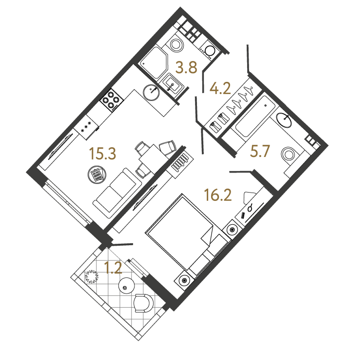 1-комнатная 45.2 м², 4 этаж, 24 589 523 руб.