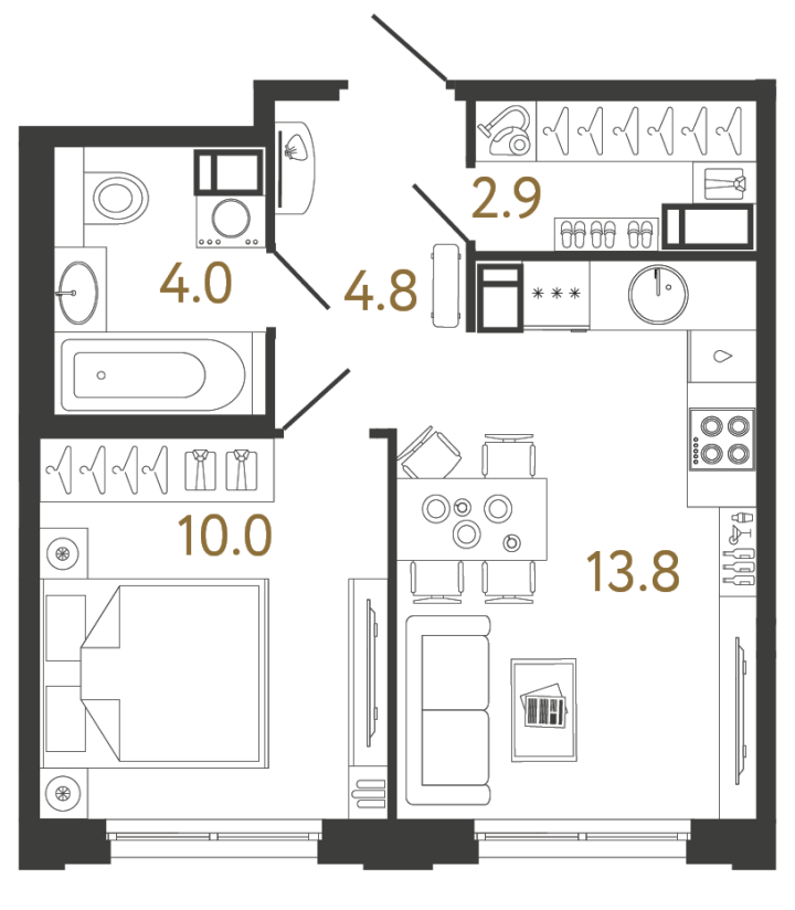 1-комнатная 35.5 м², 4 этаж, 9 881 624 руб.