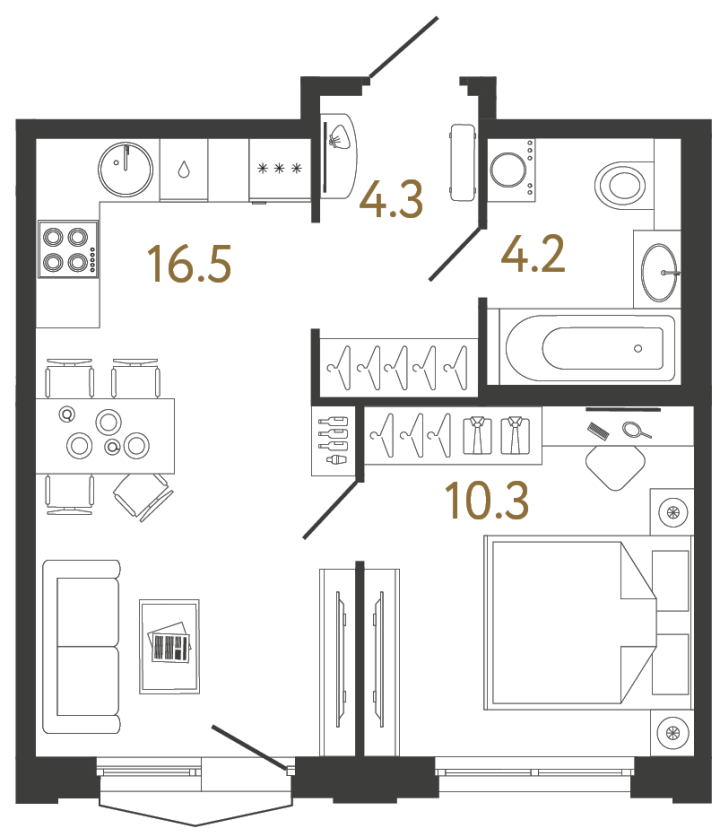 1-комнатная 35.3 м², 3 этаж, 10 371 846 руб.