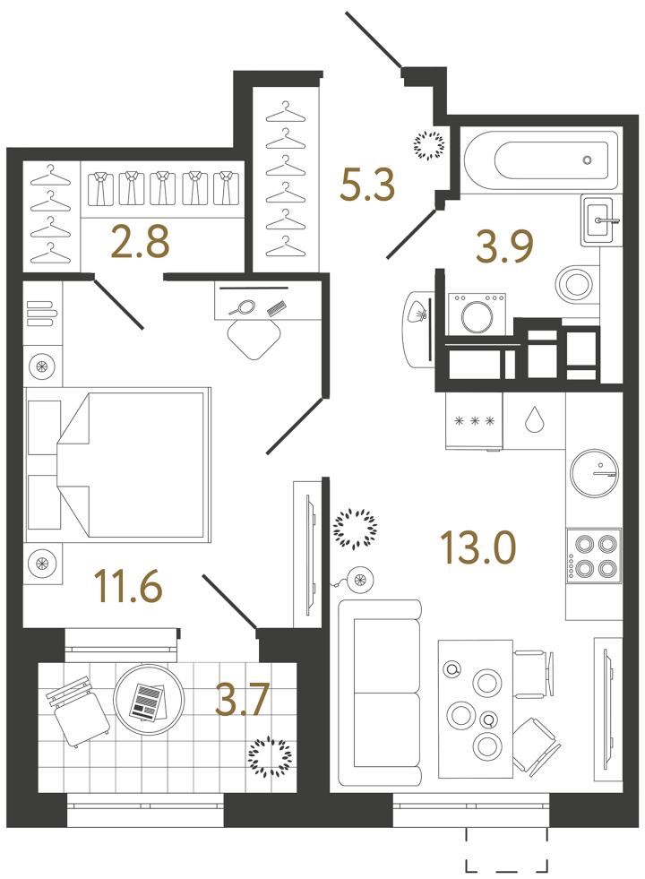 1-комнатная 36.6 м², 11 этаж, 11 244 695 руб.