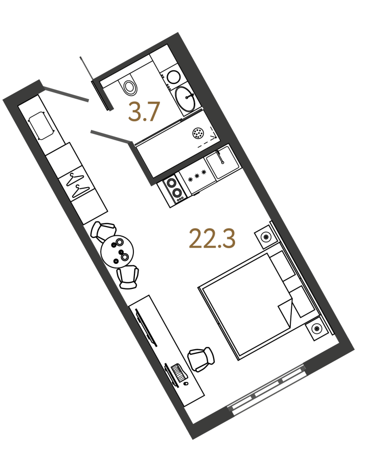 Студия 26 м², 9 этаж, 8 450 000 руб.