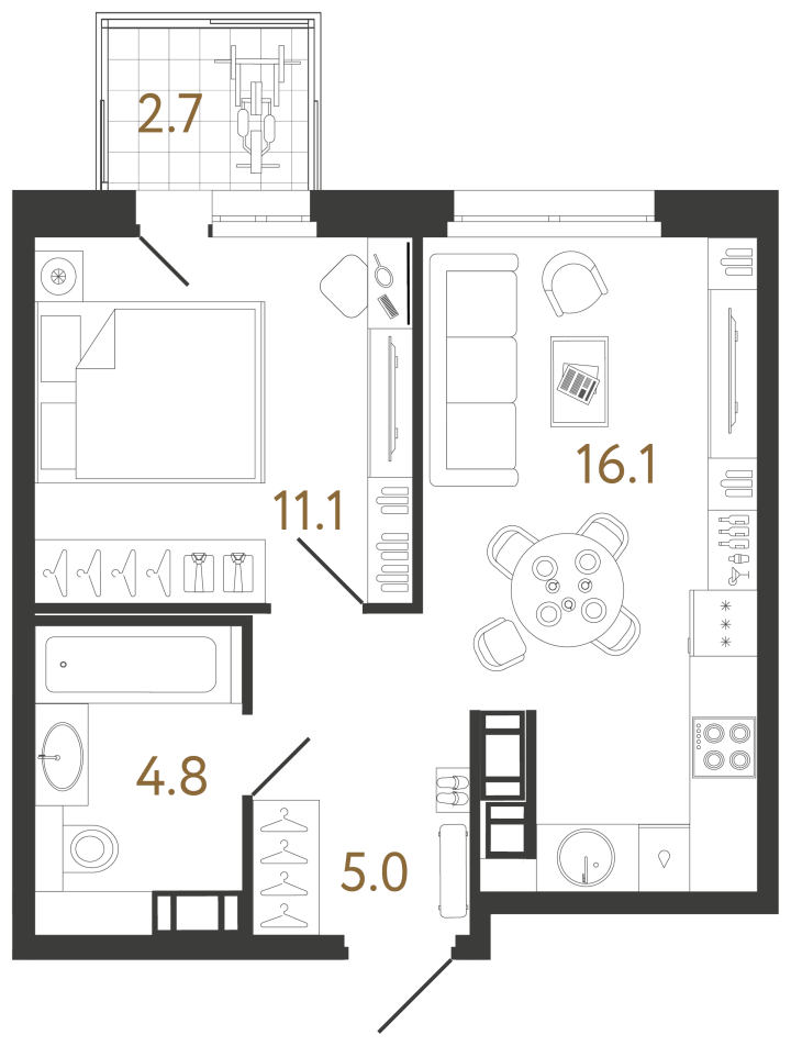 1-комнатная 37 м², 10 этаж, 14 304 148 руб.