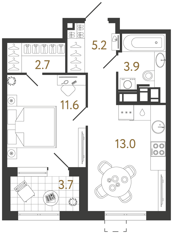 1-комнатная 36.4 м², 5 этаж, 12 034 255 руб.