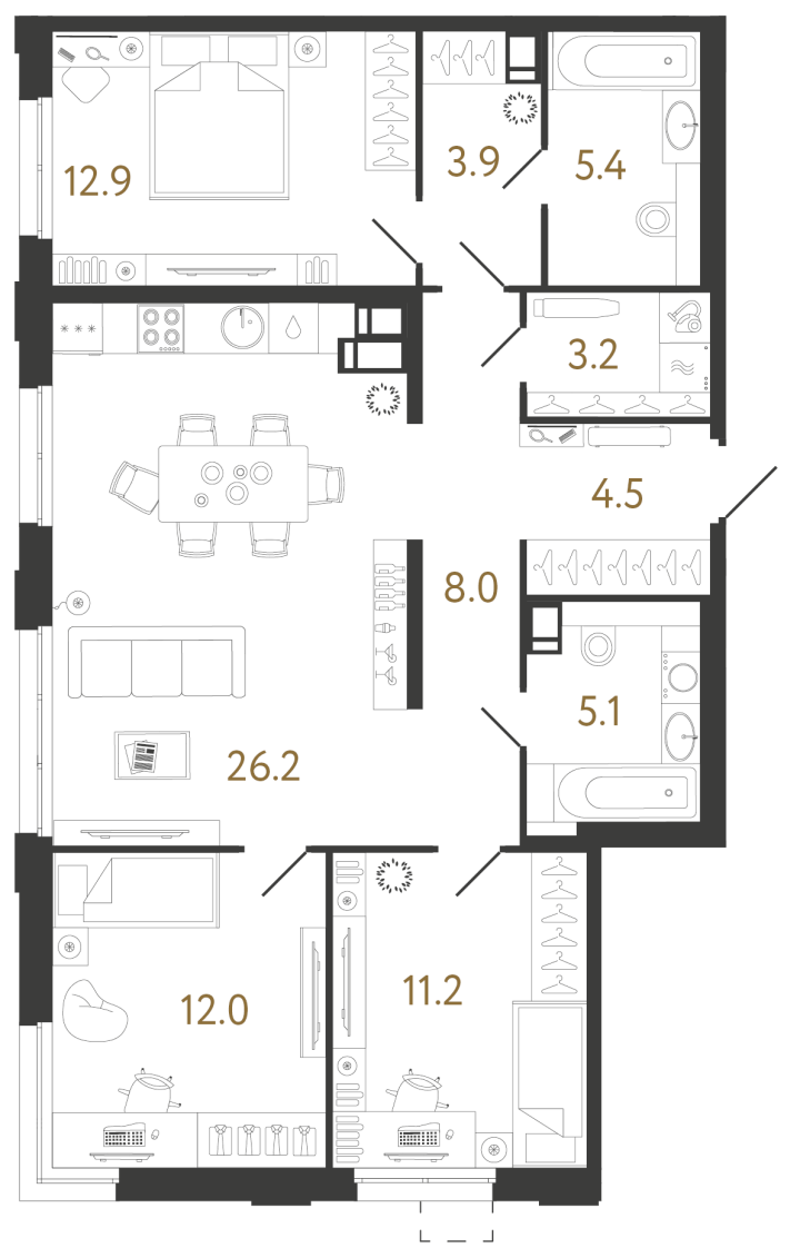 3-комнатная 92.4 м², 6 этаж, 23 725 215 руб.