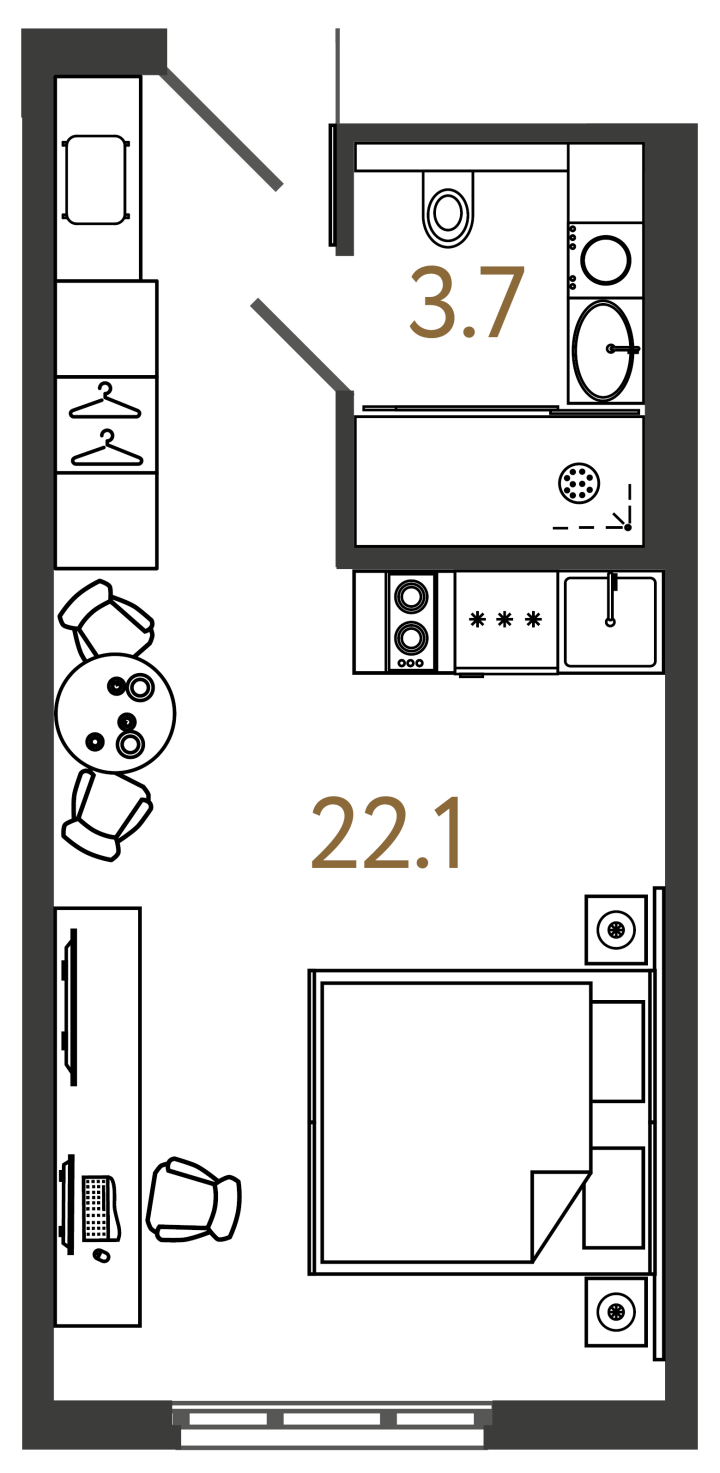 Студия 25.8 м², 4 этаж, 9 700 000 руб.