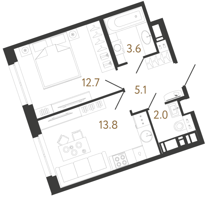 1-комнатная 37.2 м², 7 этаж, 13 376 967 руб.