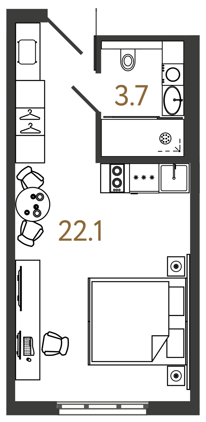 Студия 25.8 м², 15 этаж, 8 850 000 руб.