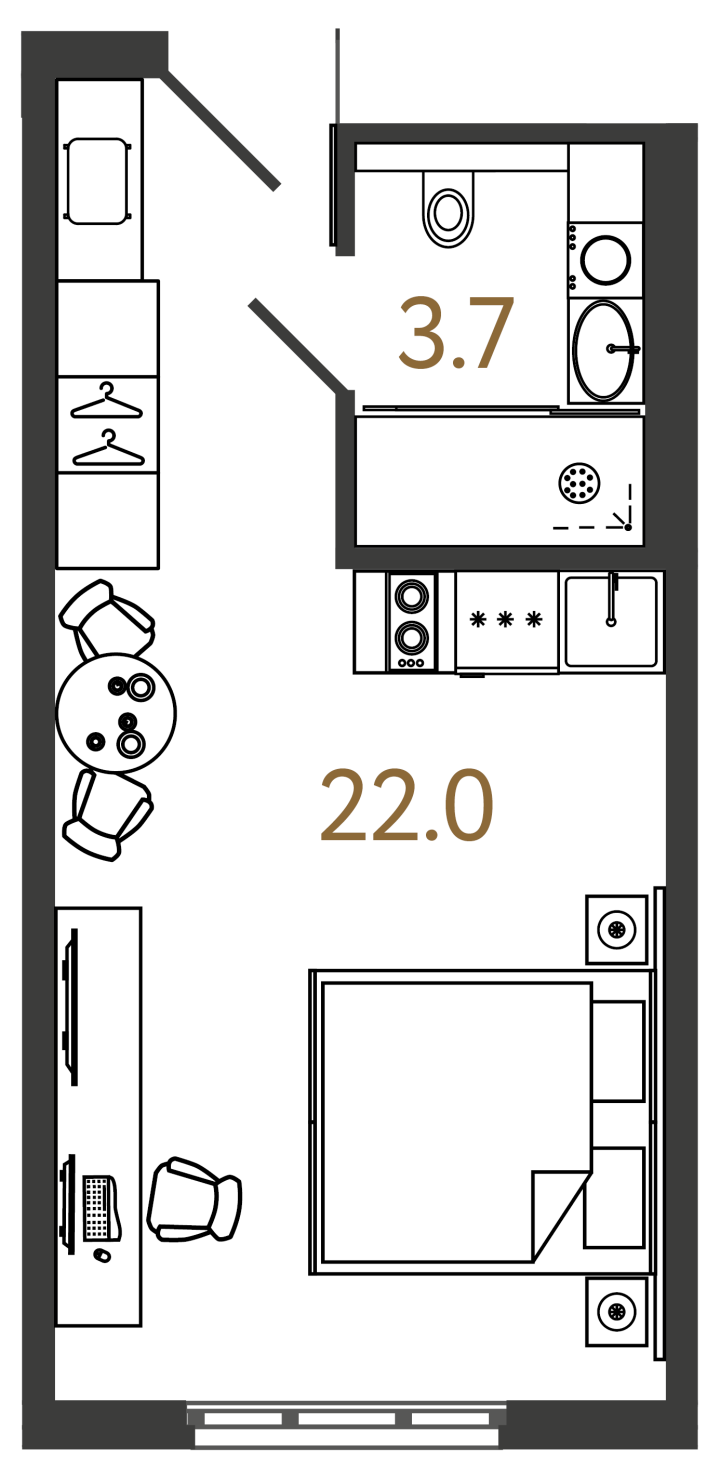 Студия 25.7 м², 15 этаж, 8 850 000 руб.