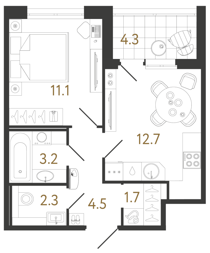 1-комнатная 35.5 м², 2 этаж, 11 506 793 руб.