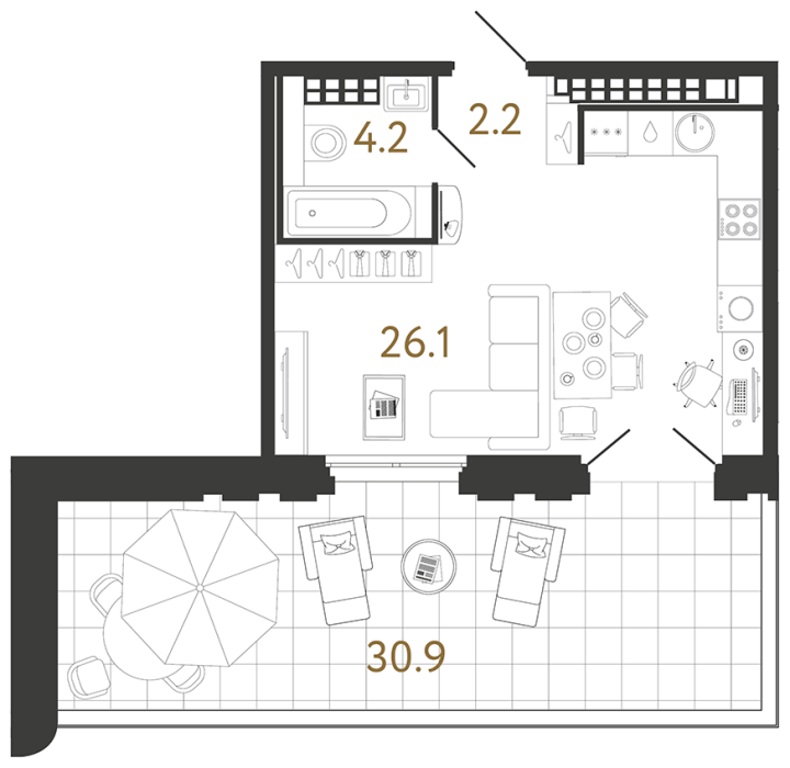 Студия 32.5 м², 9 этаж, 20 475 000 руб.