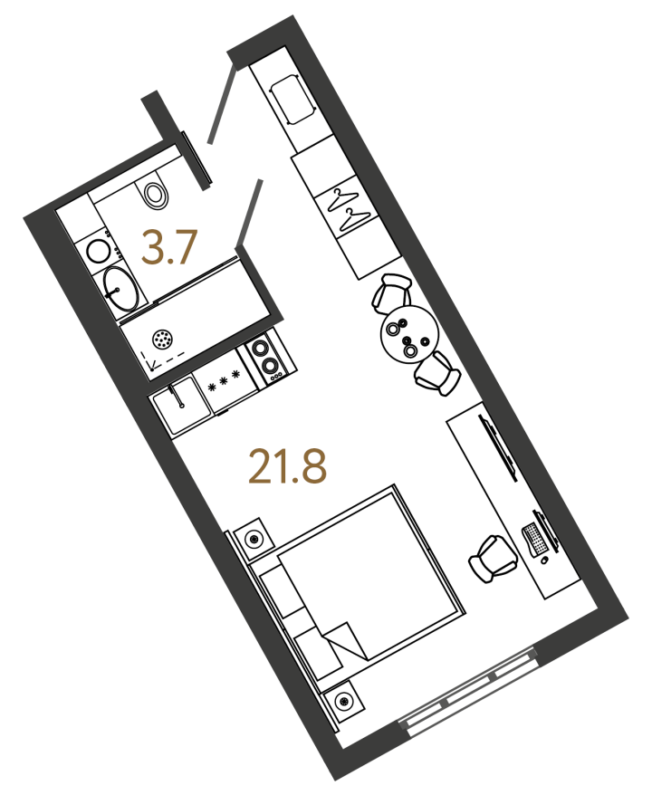 Студия 25.5 м², 3 этаж, 9 700 000 руб.
