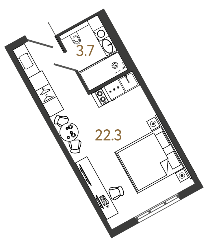 Студия 26 м², 4 этаж, 8 450 000 руб.