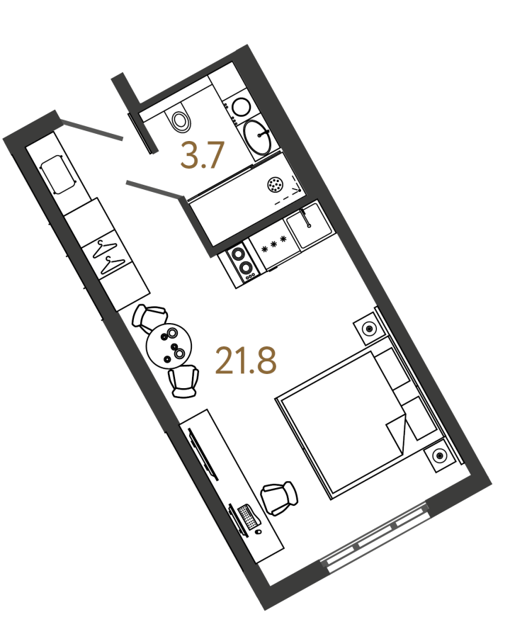 Студия 25.5 м², 3 этаж, 9 450 000 руб.