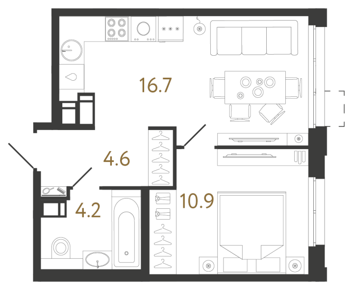 1-комнатная 36.4 м², 6 этаж, 10 332 799 руб.