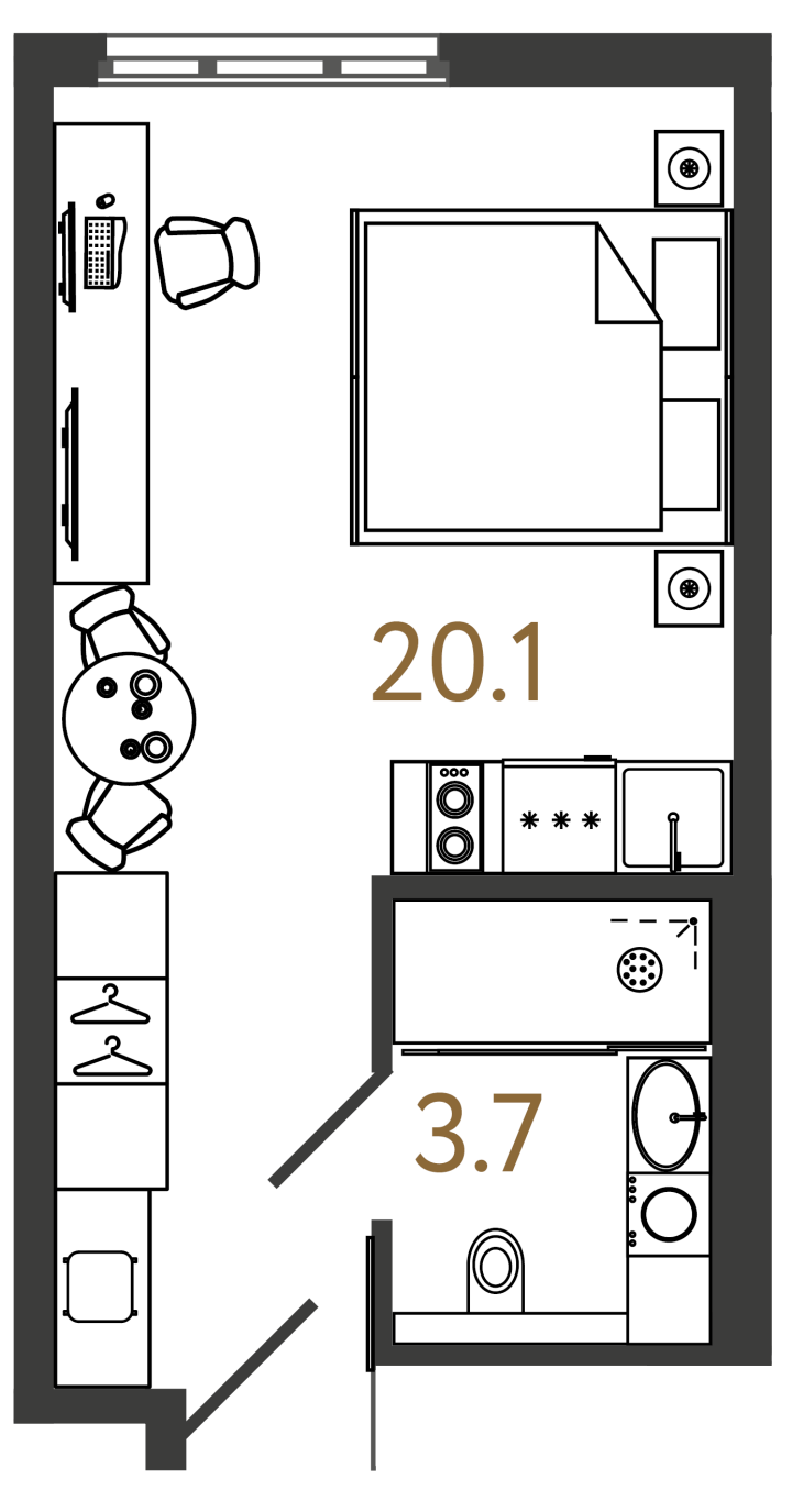 Студия 23.8 м², 13 этаж, 8 400 000 руб.