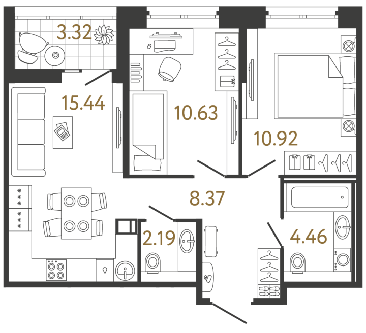 2-комнатная 52.01 м², 7 этаж, 13 106 538 руб.