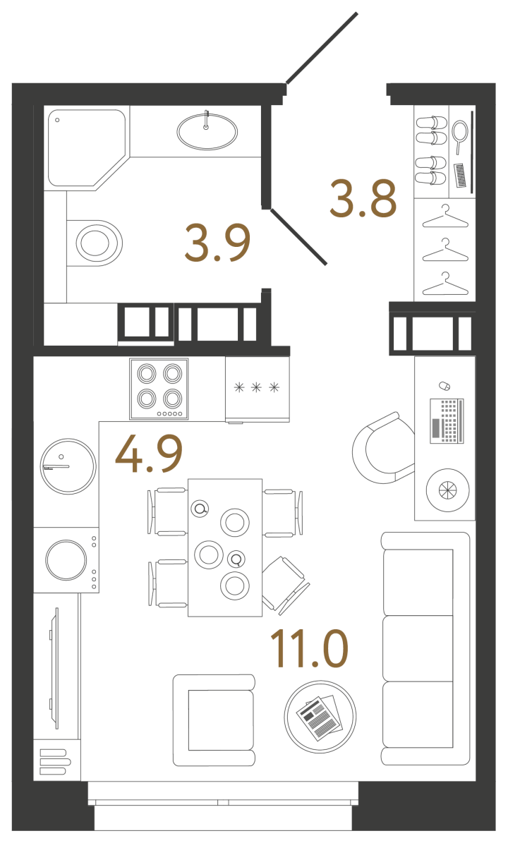 Студия 23.6 м², 8 этаж, 9 988 514 руб.