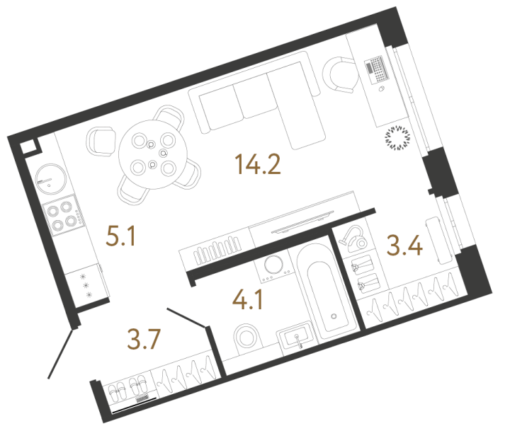 Студия 30.5 м², 4 этаж, 10 941 652 руб.