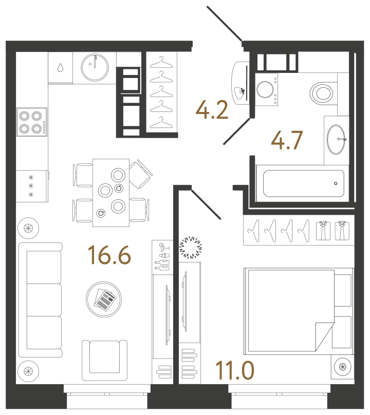 1-комнатная 36.5 м², 4 этаж, 13 954 187 руб.