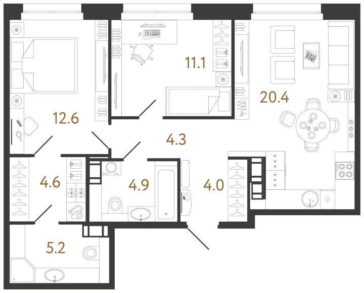 2-комнатная 67.1 м², 2 этаж, 19 210 059 руб.