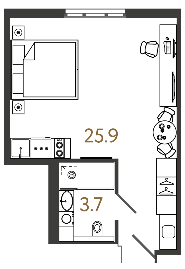 Студия 29.6 м², 9 этаж, 9 200 000 руб.