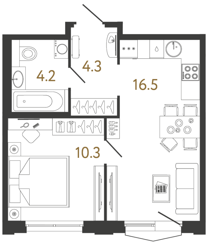 1-комнатная 35.3 м², 3 этаж, 10 371 846 руб.