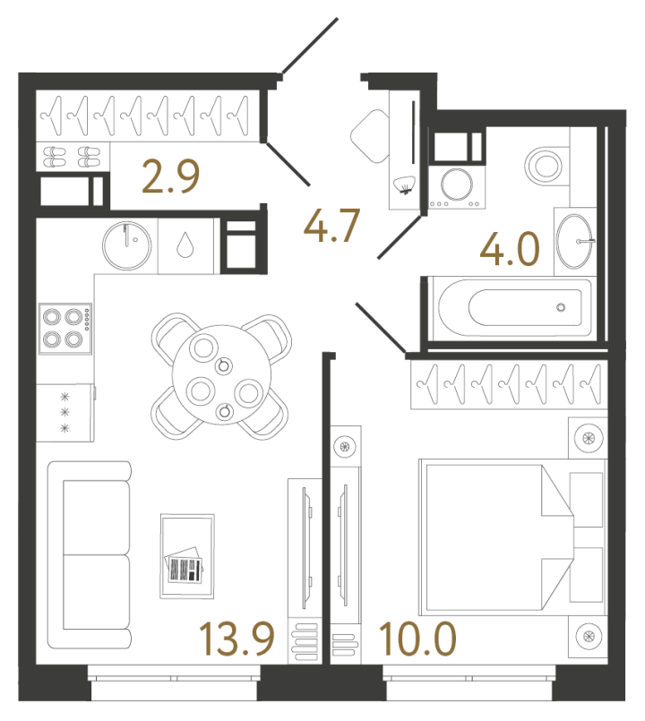 1-комнатная 35.5 м², 4 этаж, 9 585 192 руб.