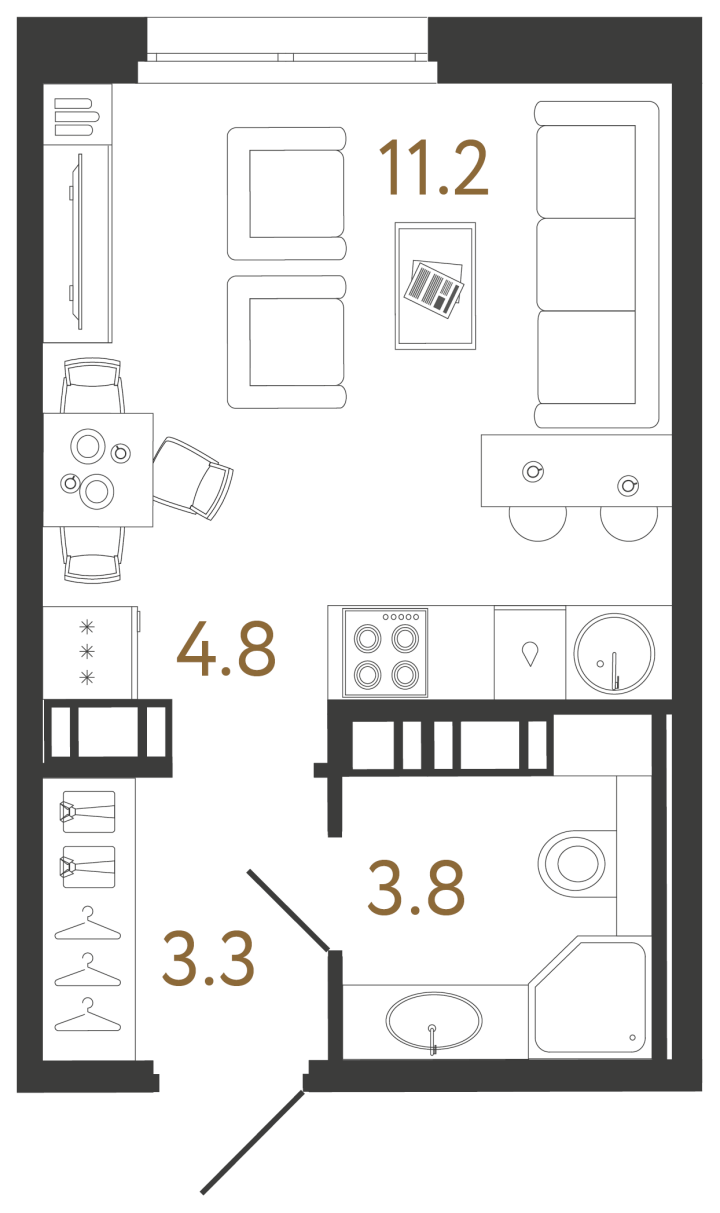 Студия 23.1 м², 7 этаж, 9 200 000 руб.