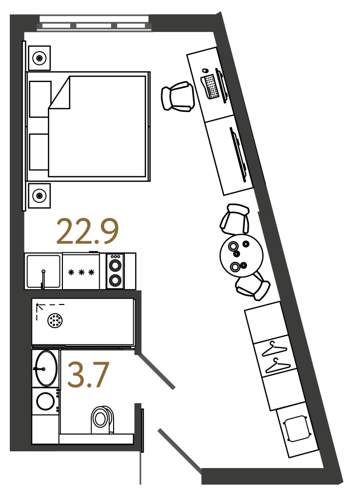 Студия 26.6 м², 3 этаж, 8 450 000 руб.