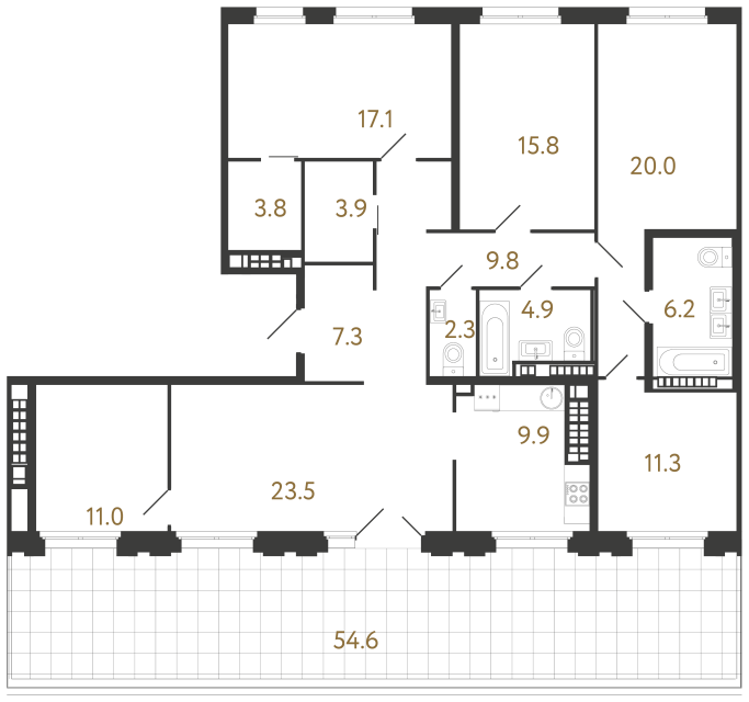 Шестикомнатная квартира №97 в ЖК Визионер - 146.8 м² - №2