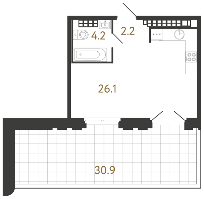 Студия №211 в ЖК Визионер - 32.5 м² - №2